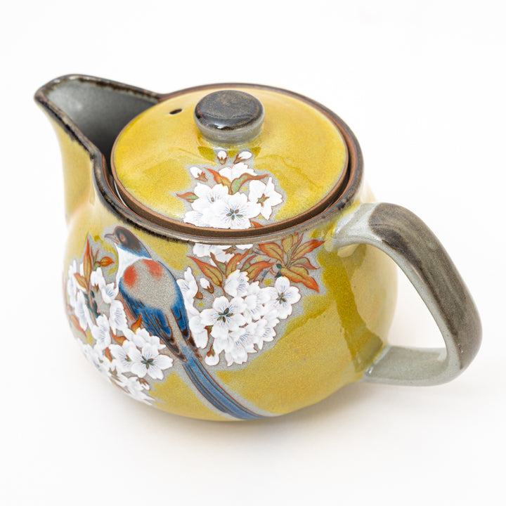 Kutani Yoshidaya Sakura Bird Teapot