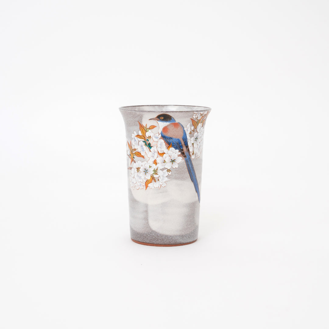 Kutani Ware Handmade Yoshidaya Sakura and Bird Cup
