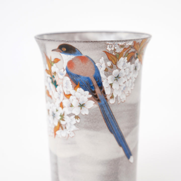 Kutani Ware Handmade Yoshidaya Sakura and Bird Cup