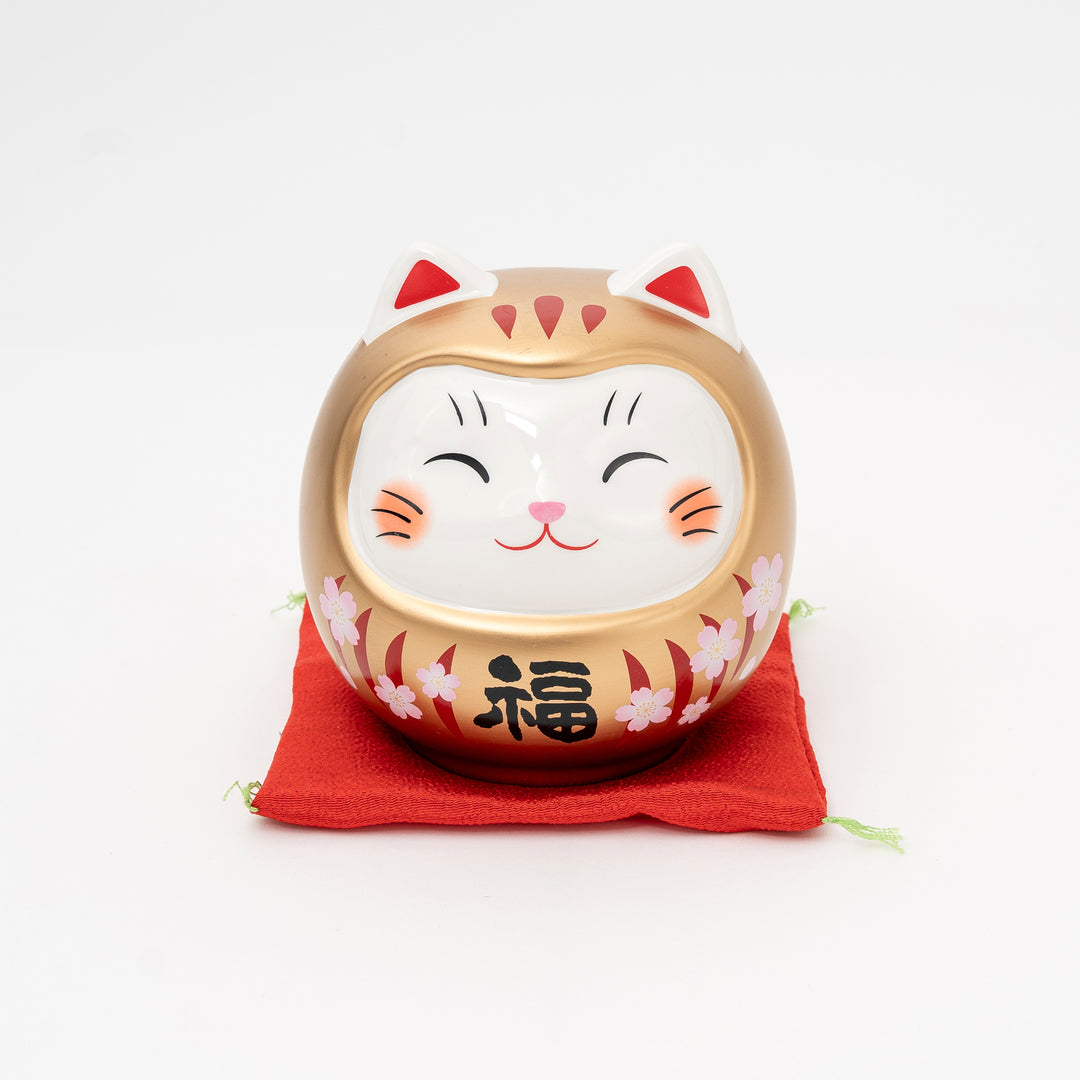 DARUMA FORTUNE CAT FIGURINE | GOLD LARGE