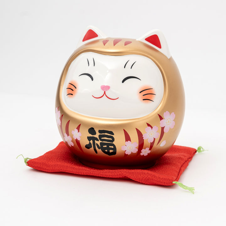 DARUMA FORTUNE CAT FIGURINE | GOLD LARGE