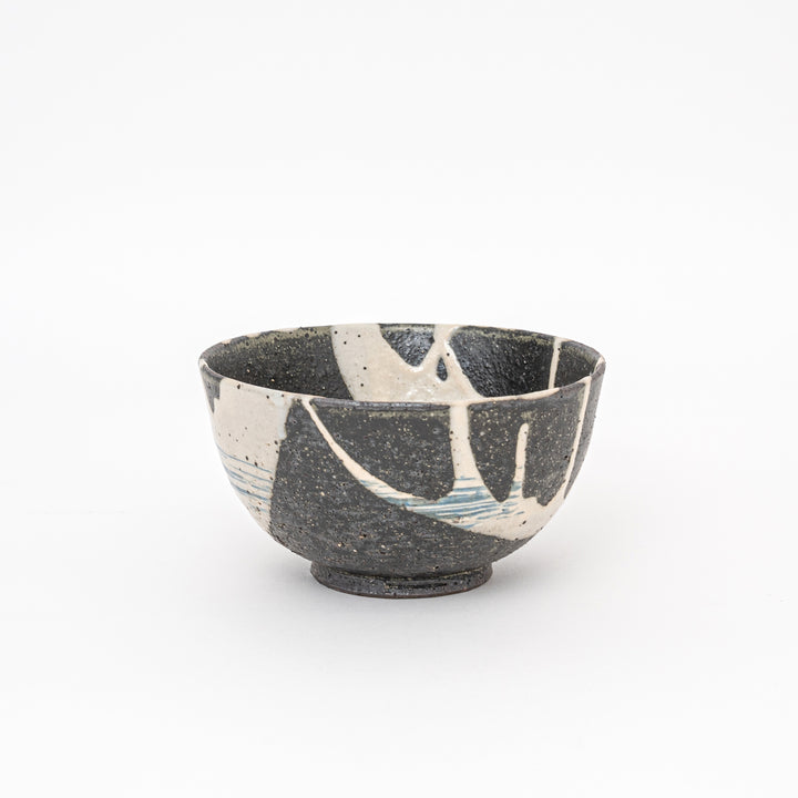 Handmade Shigaraki Black and White Ramen Bowl