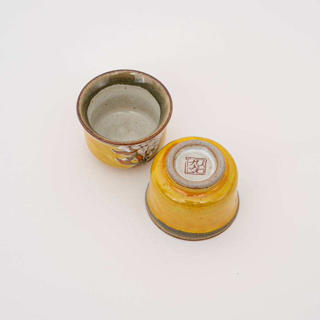 Handcrafted Kutani Ware YOSHIDA-YA Cherry Blossom and Bird Sake Gift Set