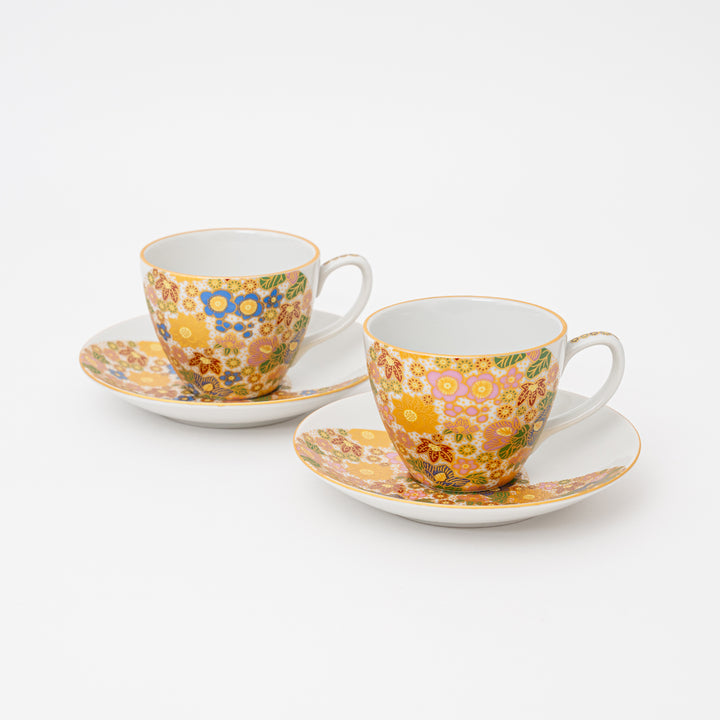 Kutani Hanazume Tea Cup & Saucer