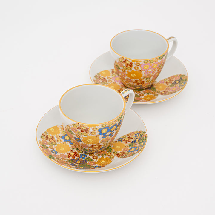 Kutani Hanazume Tea Cup & Saucer