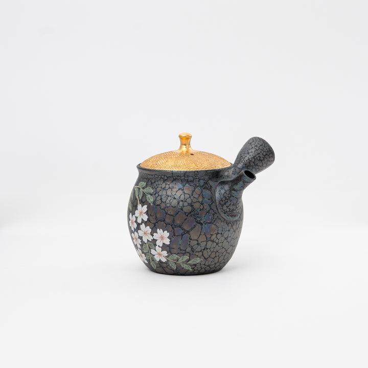 Tenmoku Cherry Blossoms Teapot By Shoryu