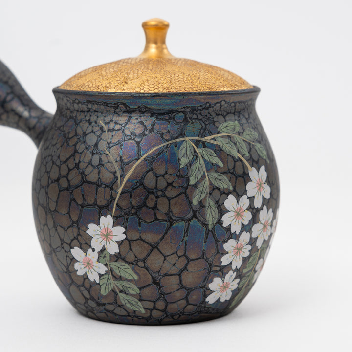 Tenmoku Cherry Blossoms Teapot By Shoryu