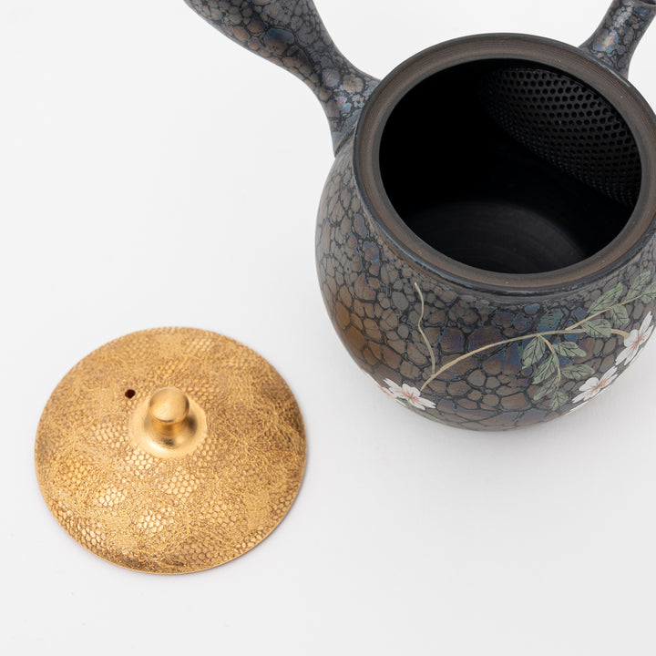 Tenmoku Cherry Blossoms Teapot By Shoryu