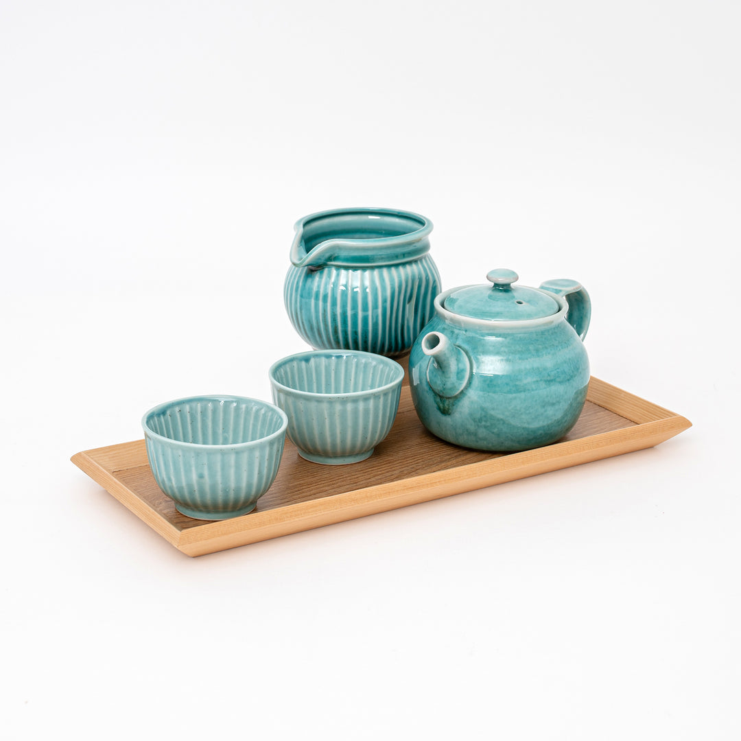 Handmade Tokoname Blue Tea Set - 4Pcs