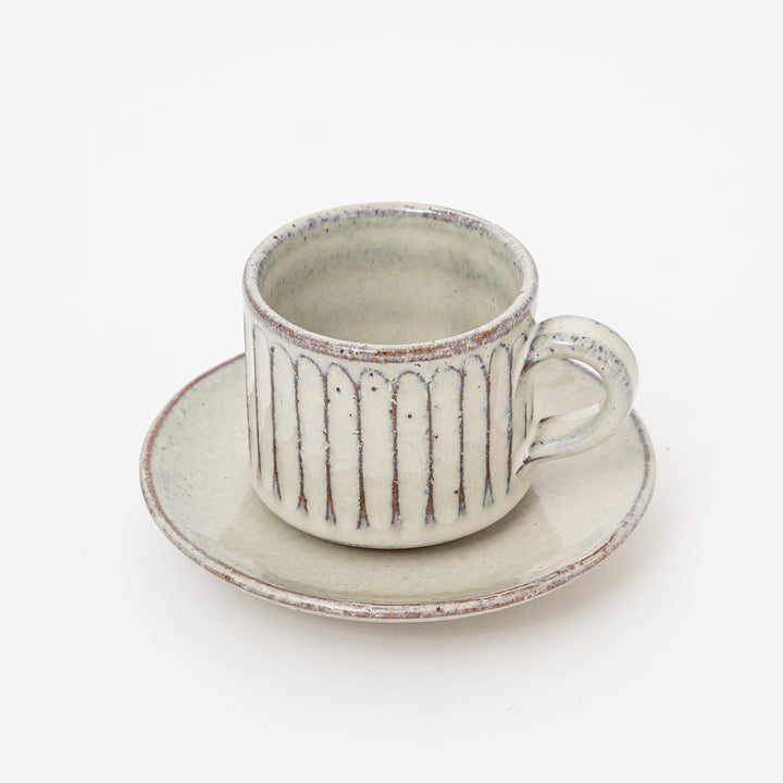 Handmade Whiite Coffee Cup and Saucer Set