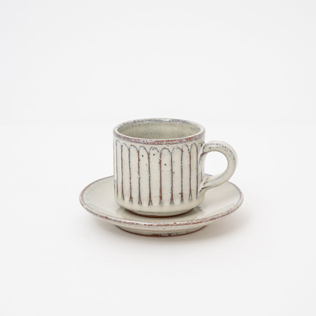 Handmade Whiite Coffee Cup and Saucer Set