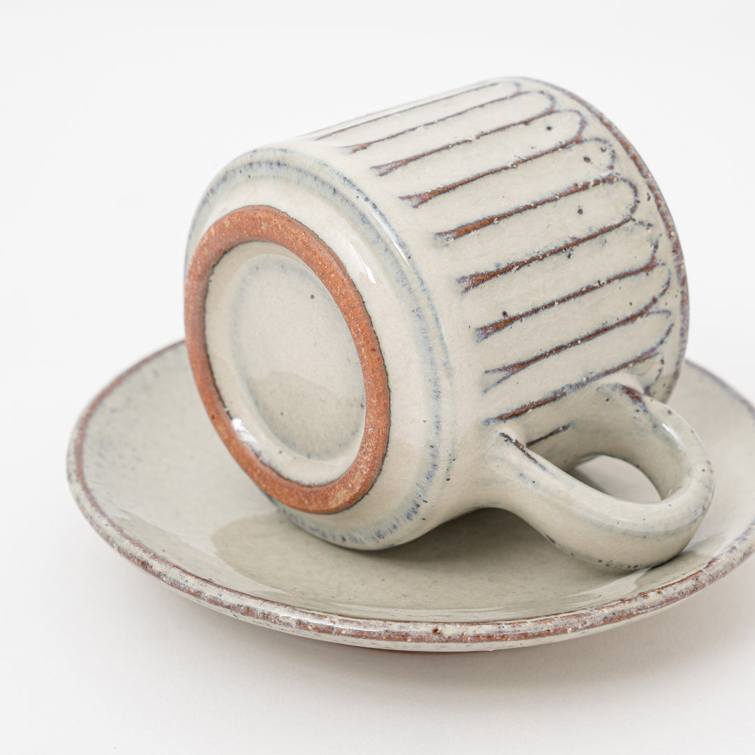 Handmade Whiite Coffee Cup and Saucer Set