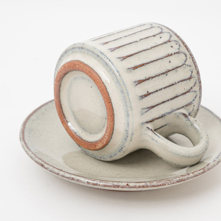 Handmade Whiite Coffee Cup and Saucer Set