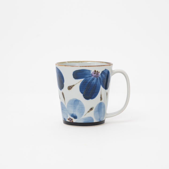 Hand-painted Hasami Indigo Floral Mug