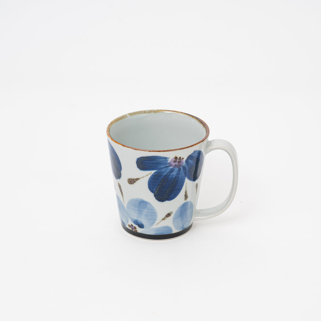 Hand-painted Hasami Indigo Floral Mug