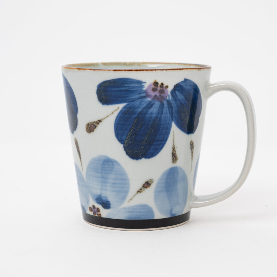 Hand-painted Hasami Indigo Floral Mug