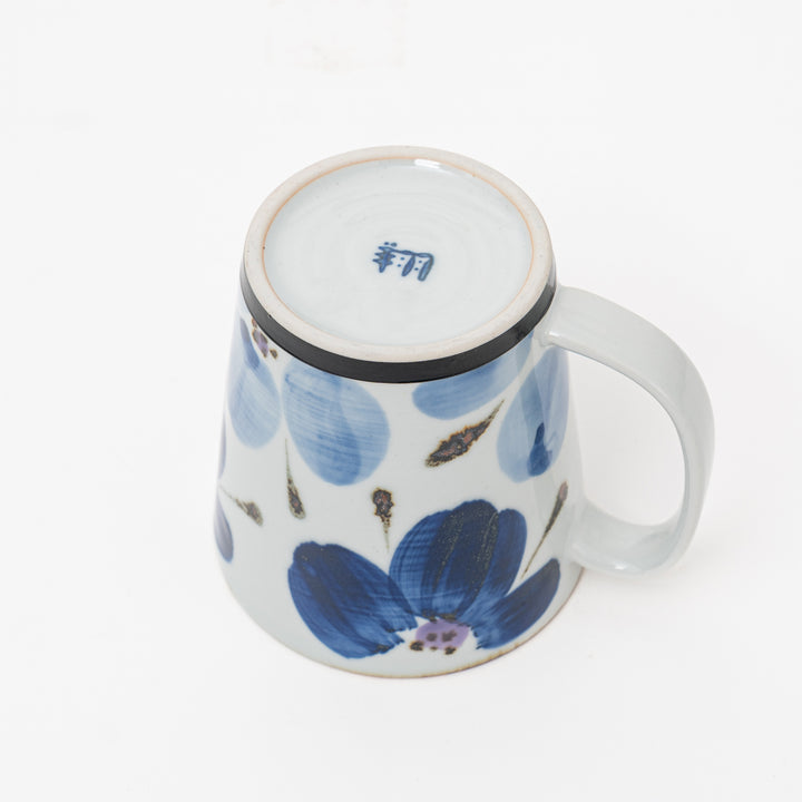 Hand-painted Hasami Indigo Floral Mug