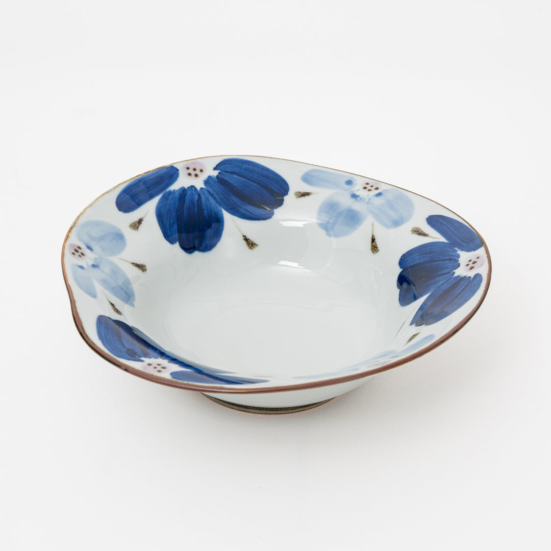 Hand-painted Hasami Indigo Floral Bowl