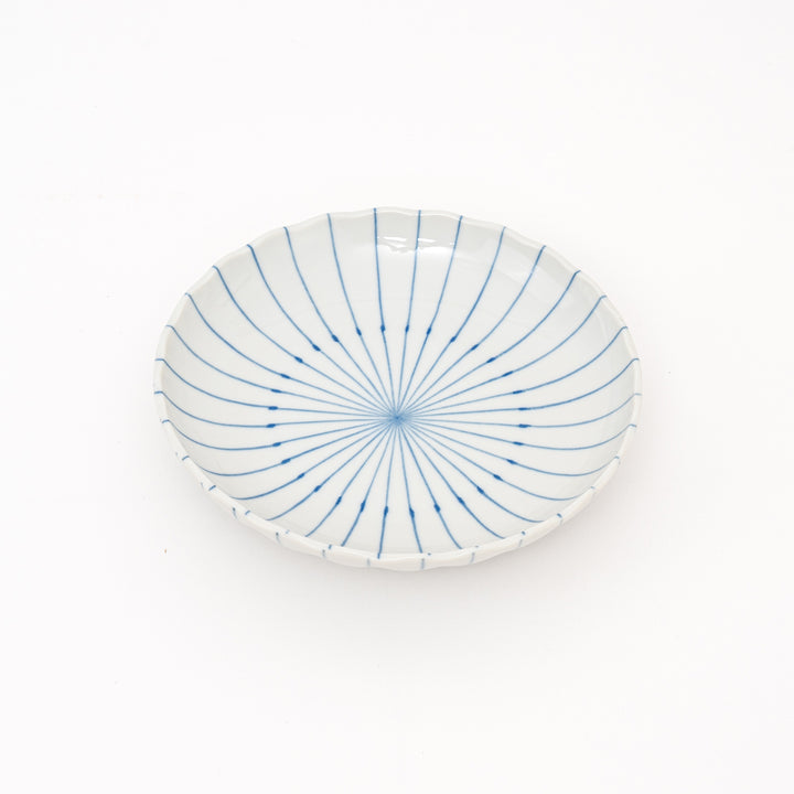 blue and white stripes round small plate