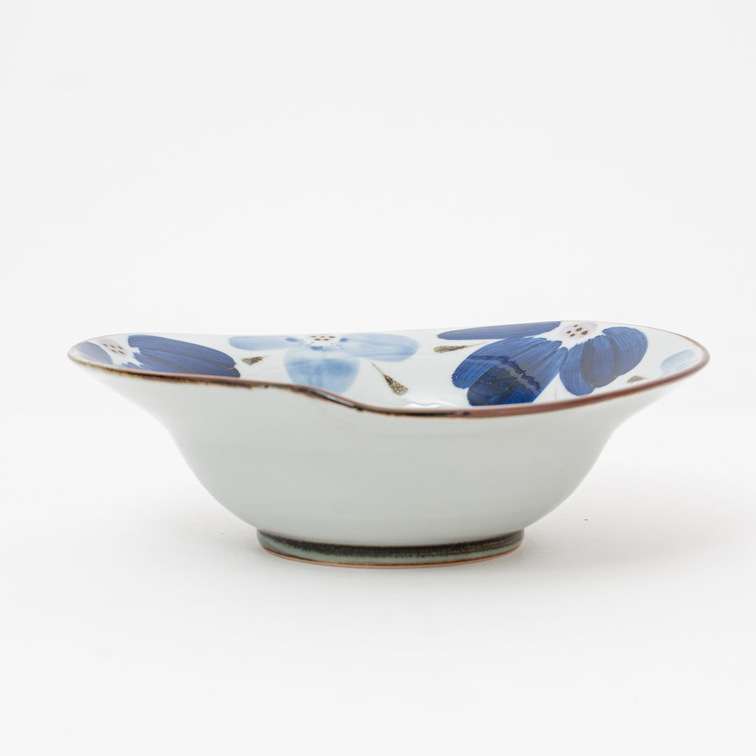 Hand-painted Hasami Indigo Floral Bowl