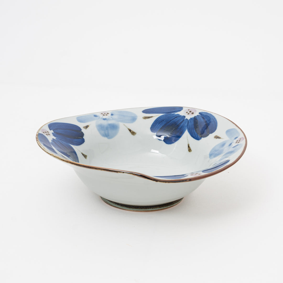 Hand-painted Hasami Indigo Floral Bowl