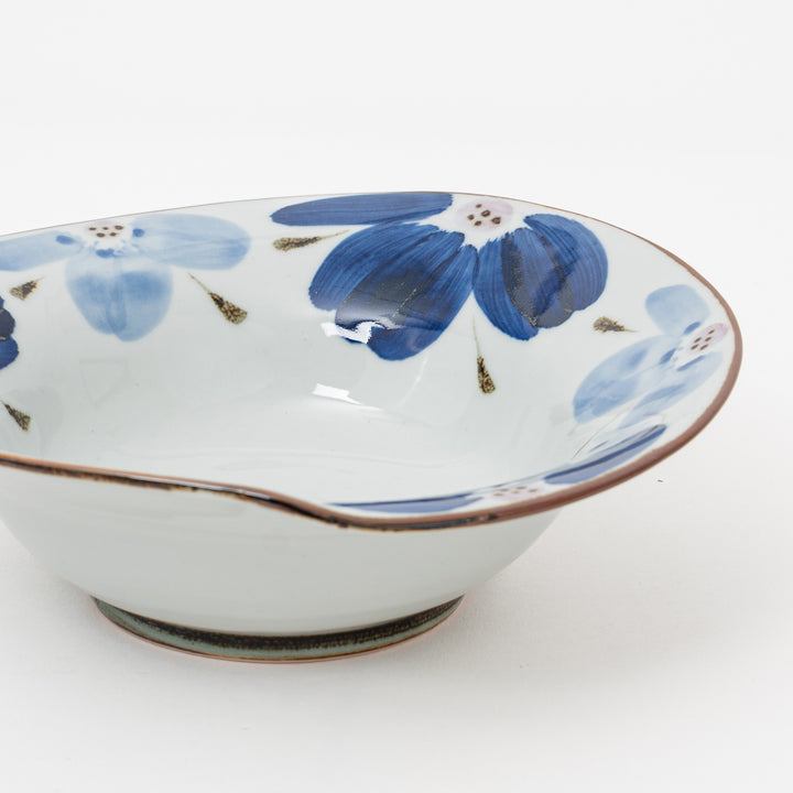 Hand-painted Hasami Indigo Floral Bowl