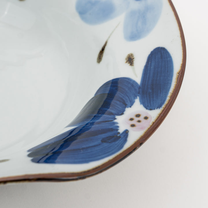 Hand-painted Hasami Indigo Floral Bowl