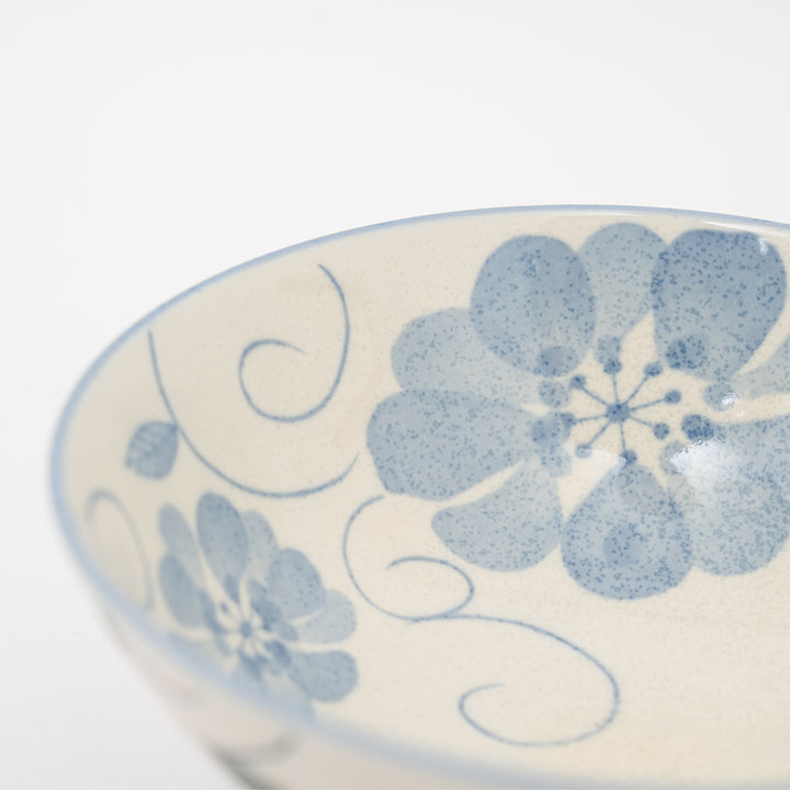 Mino Ware Flower Japanese Rice Bowl - Blue
