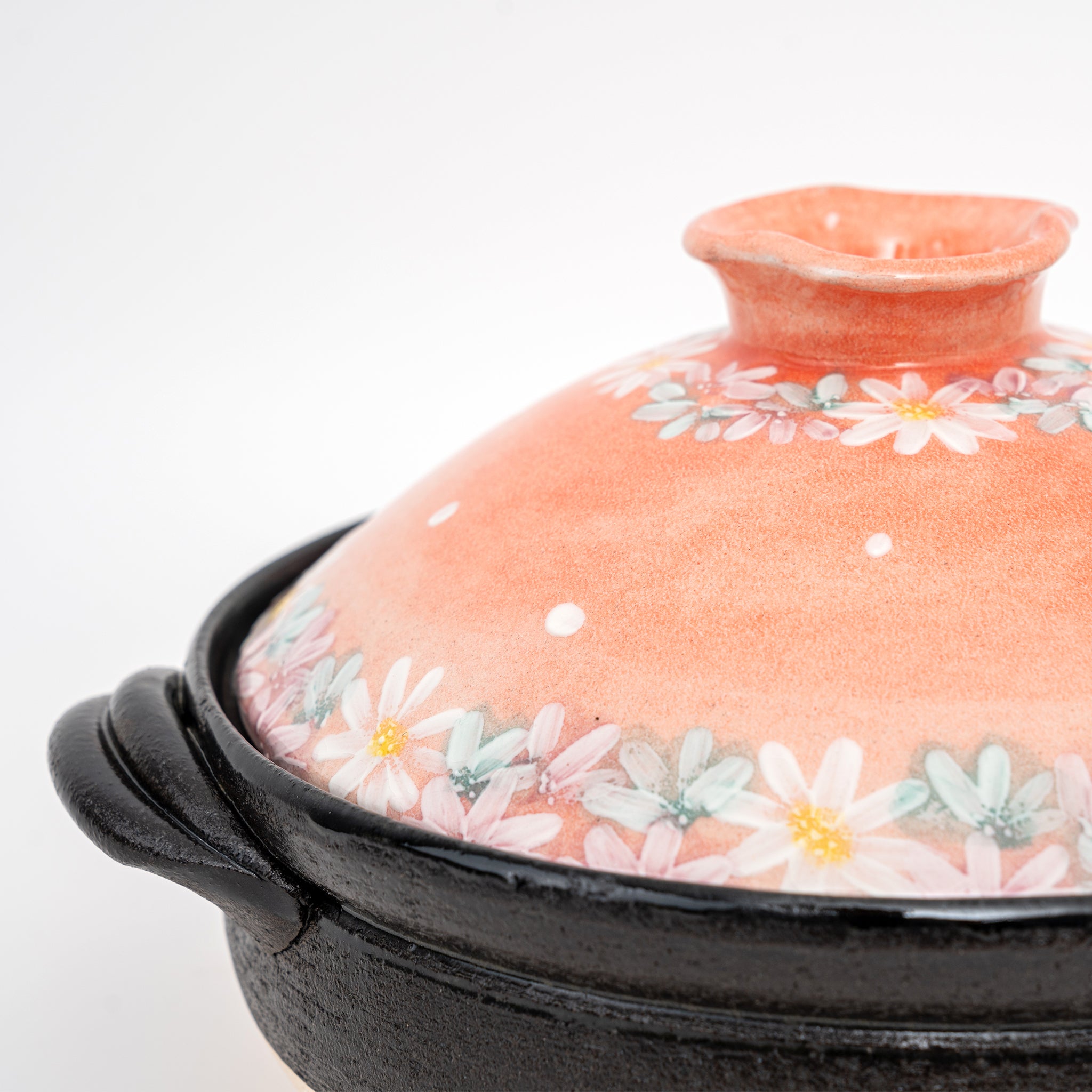 Handmade Banko Ware Floral Clay Pot - Thumbnail 4