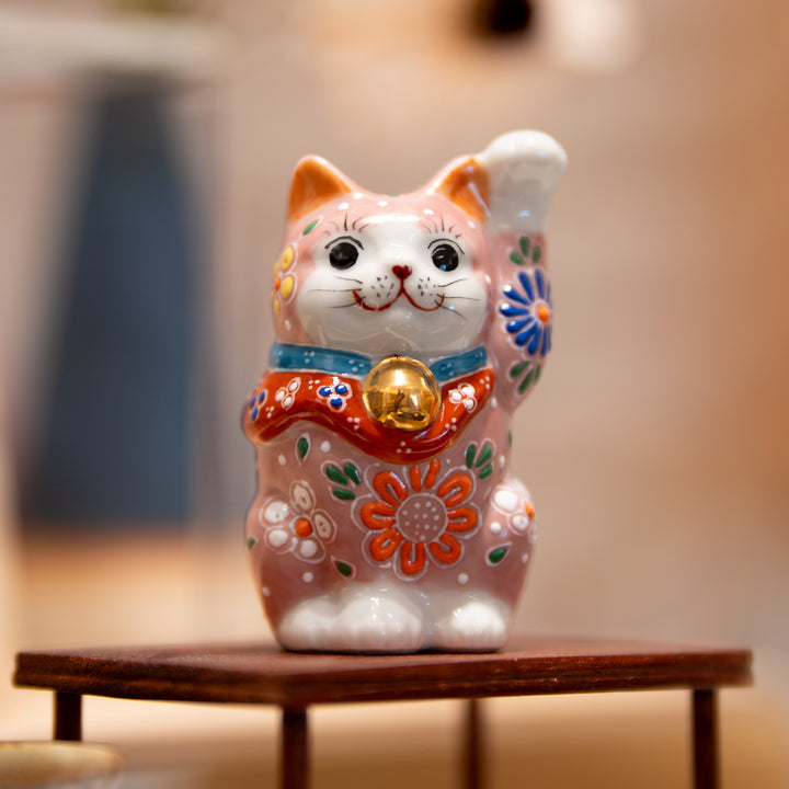 Kutani Lucky Cat | Pink Floral