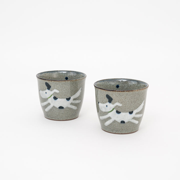 HANDMADE HASAMI WARE CRACKLE GLAZE Choko Cup - DOG