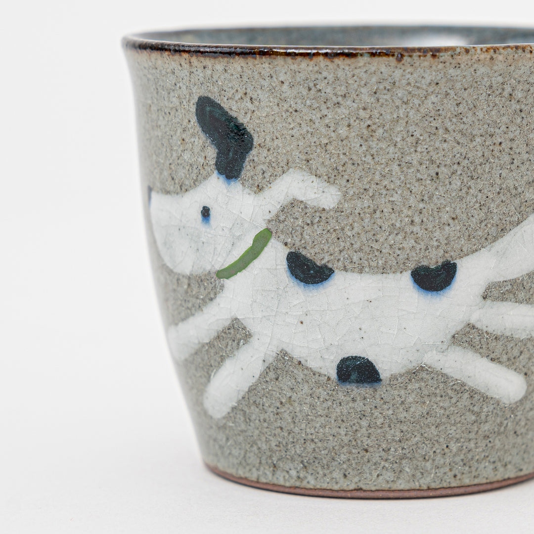 HANDMADE HASAMI WARE CRACKLE GLAZE Choko Cup - DOG