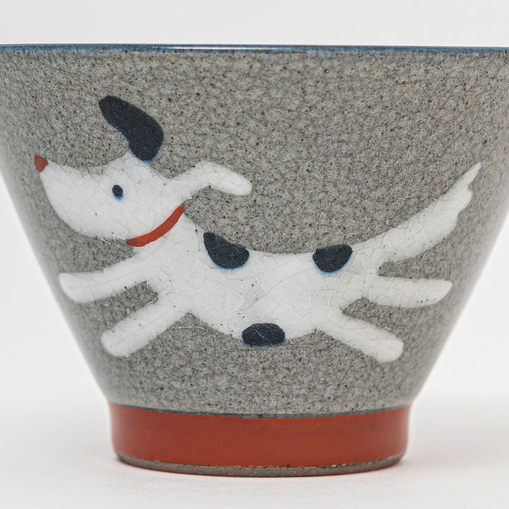 Handmade Hasami Crackle Glaze Bowl - Dog