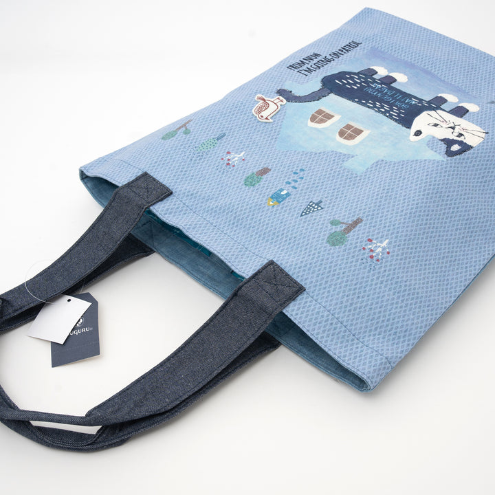 Kusuguru Japan Cat Embroidered Tote Bag – Blue