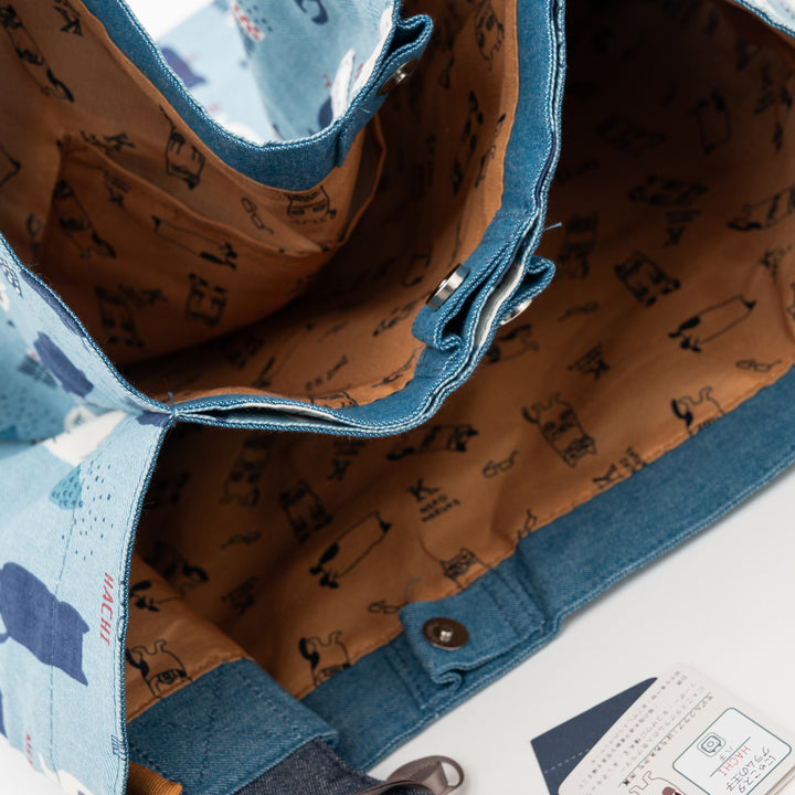 Nekomaruke Cat Embroidered Canvas Tote Bag – Denim Blue