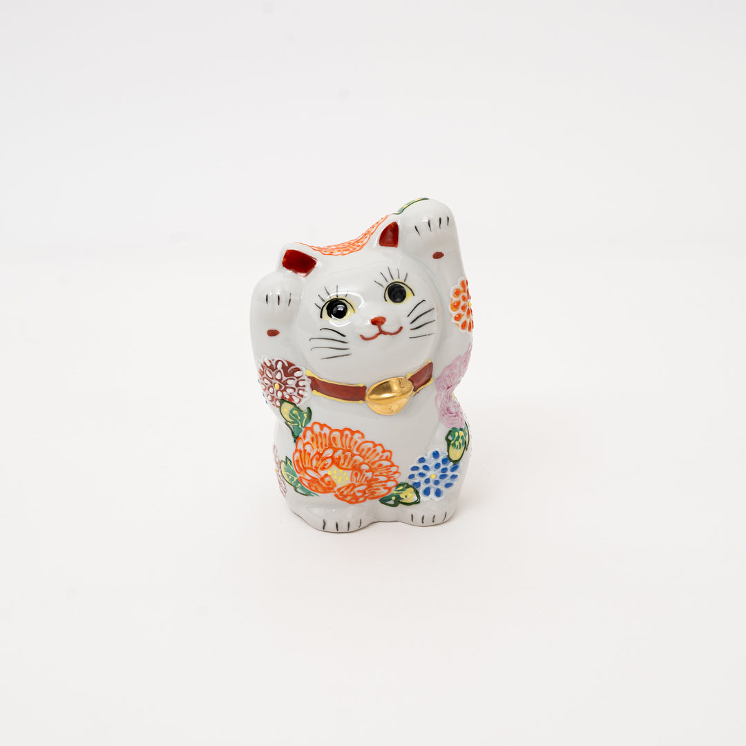 Kutani Chrysanthemum Lucky Cat
