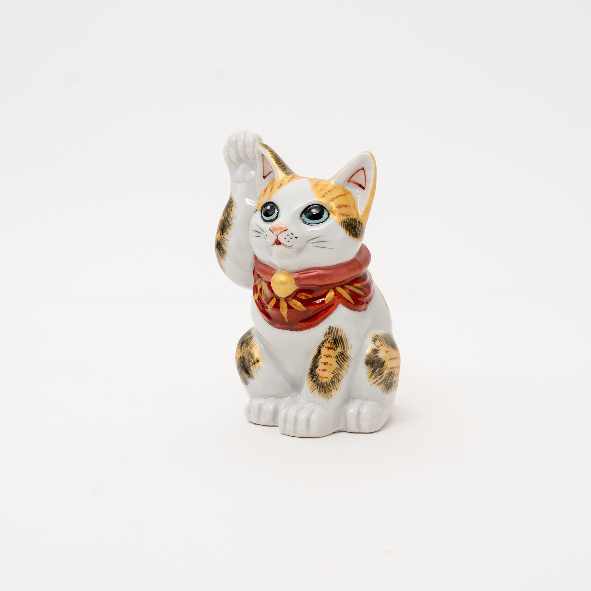 Kutani Lucky Cat Maneki Neko Golden Calico Cat Made in Japan