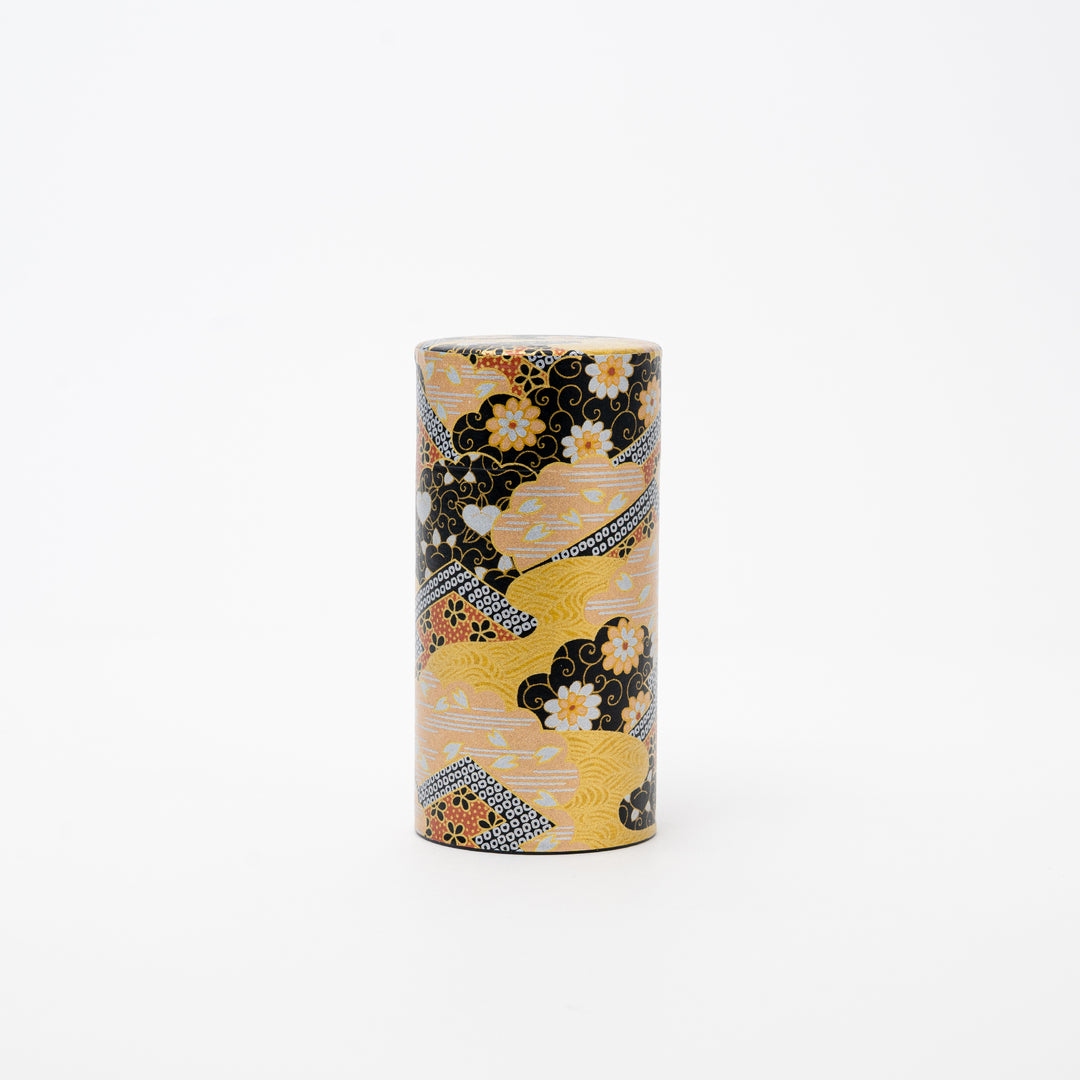 Washi Paper tea Tin 200g Tea - Black and gold