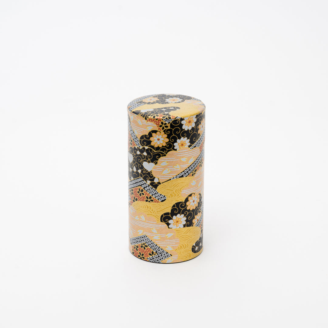 Washi Paper tea Tin 200g Tea - Black and gold