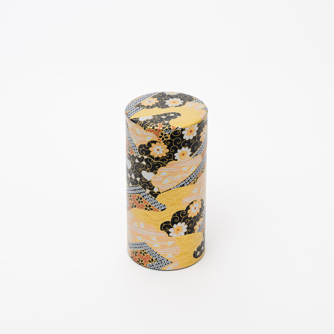 Washi Paper tea Tin 200g Tea - Black and gold