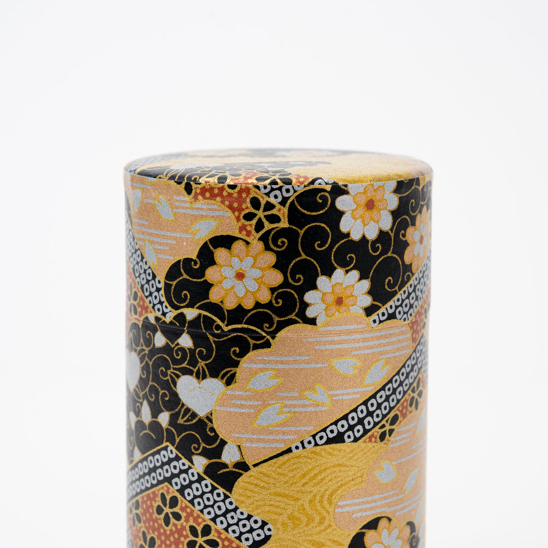 Washi Paper tea Tin 200g Tea - Black and gold