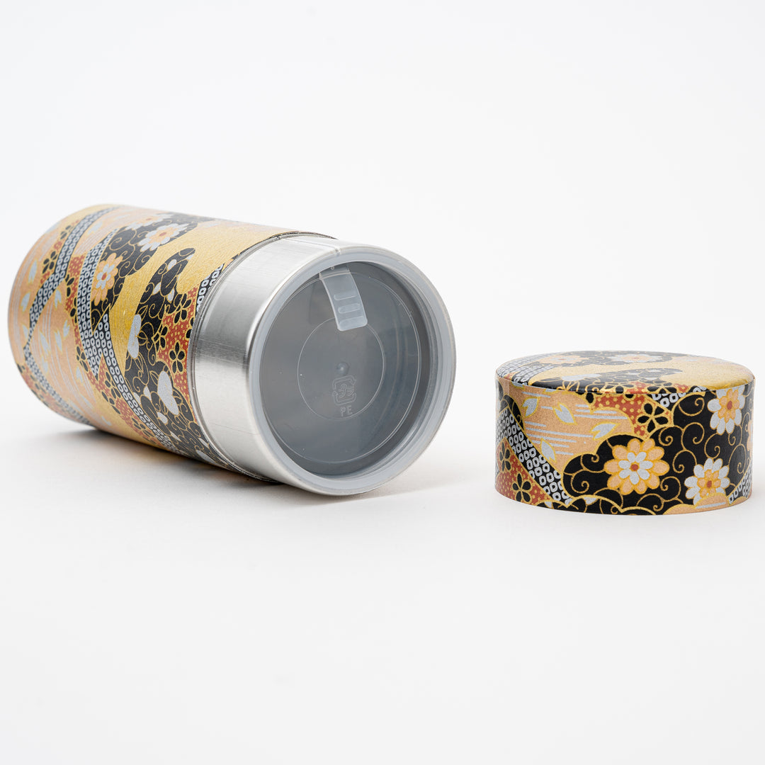 Washi Paper tea Tin 200g Tea - Black and gold