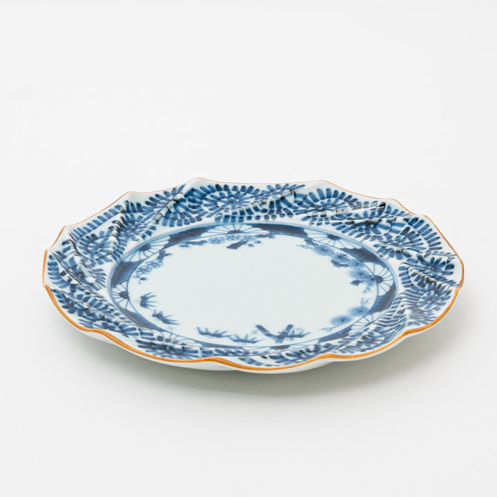 Hosen Kiln Arita Kiriko Plate with Pine, Bamboo & Plum
