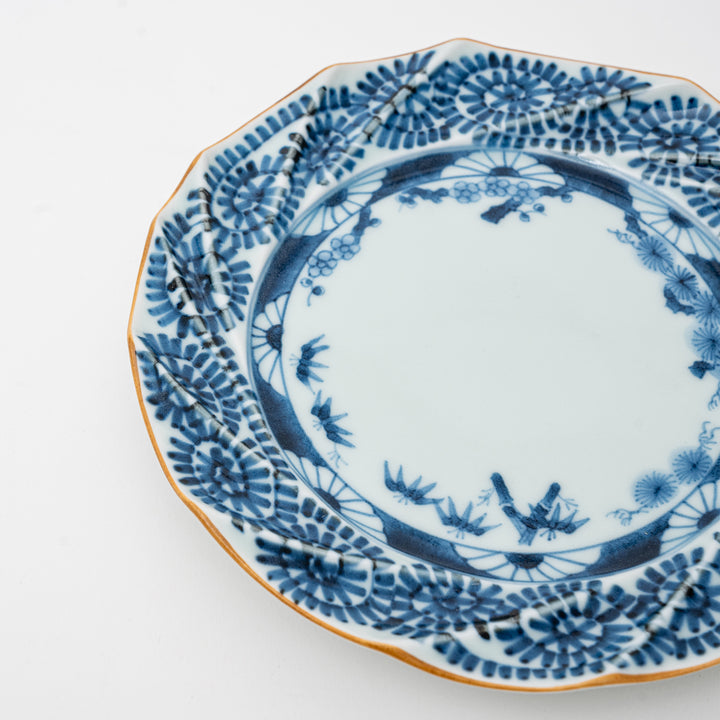 Hosen Kiln Arita Kiriko Plate with Pine, Bamboo & Plum