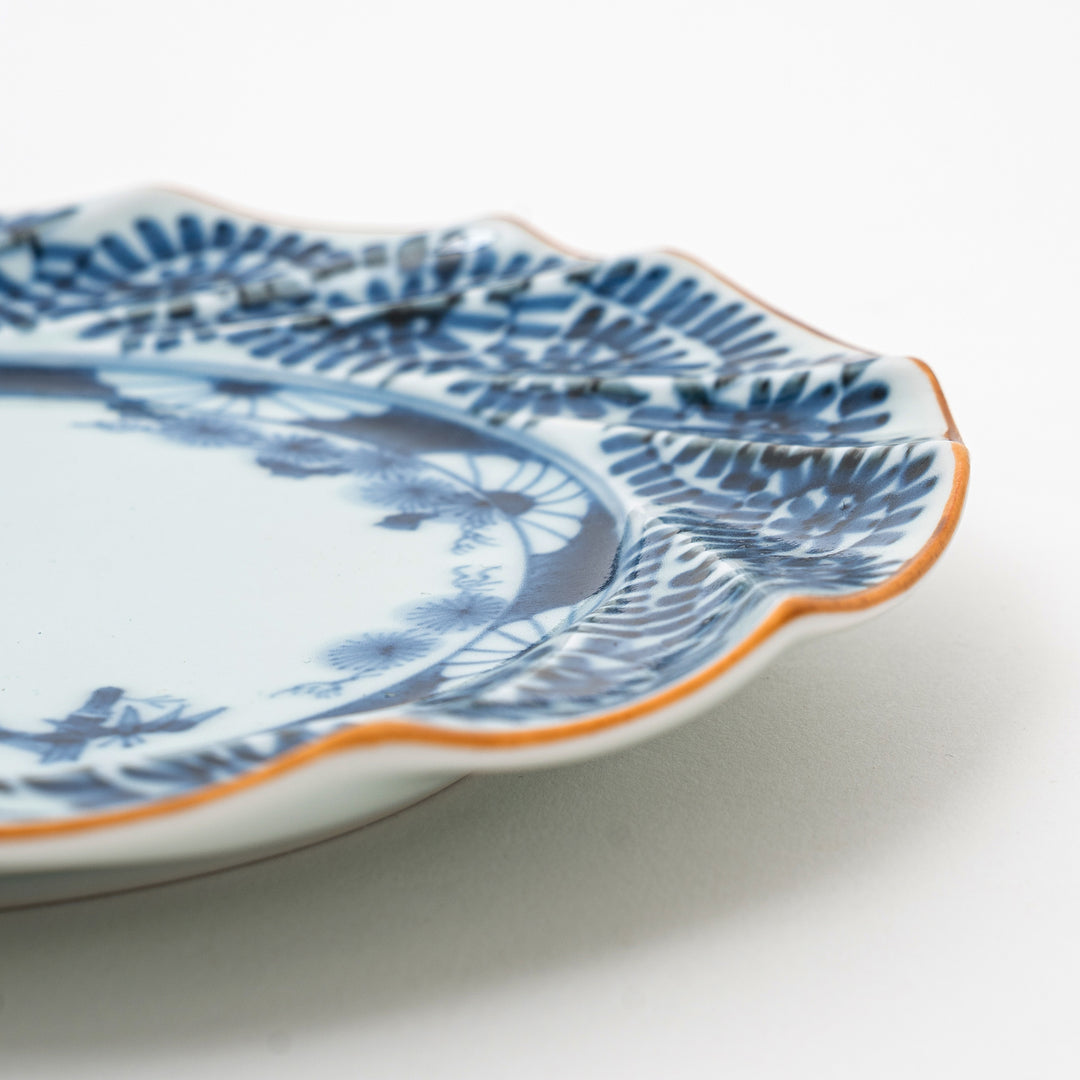 Hosen Kiln Arita Kiriko Plate with Pine, Bamboo & Plum