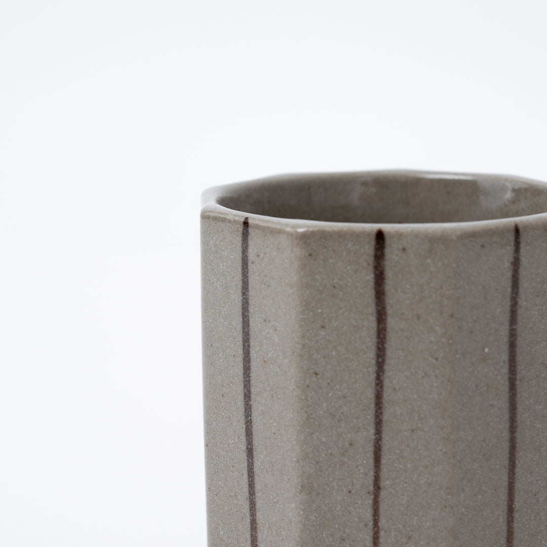 Handmade Mino Ware Stripe Japanese Tea Cup