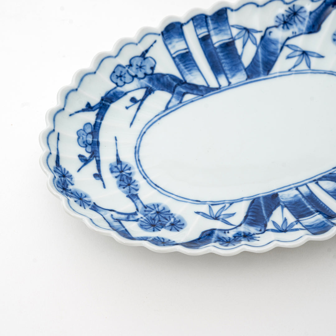 Arita Ware Oval Plate with Pine, Bamboo & Plum