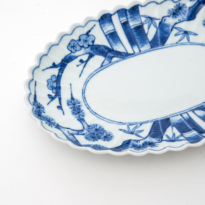 Arita Ware Oval Plate with Pine, Bamboo & Plum
