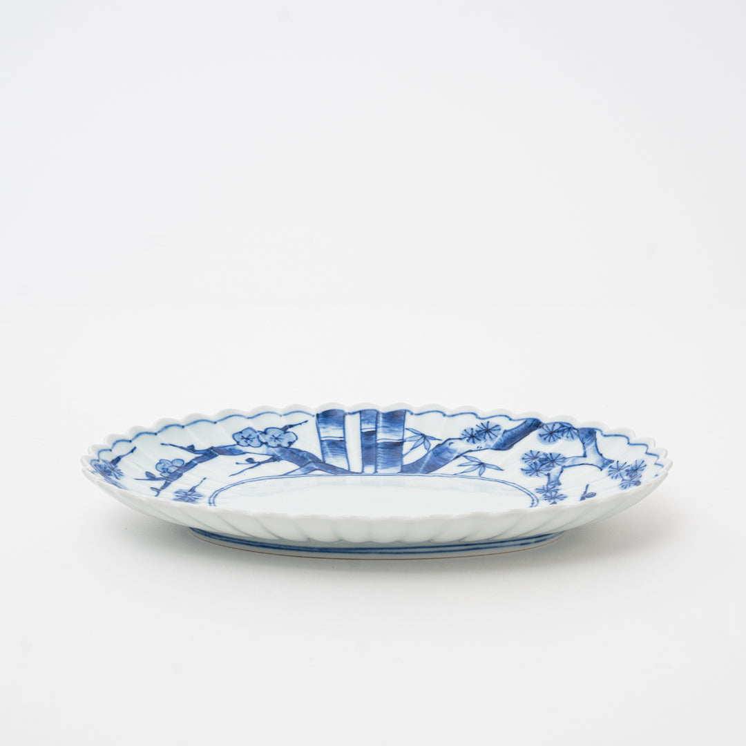 Arita Ware Oval Plate with Pine, Bamboo & Plum