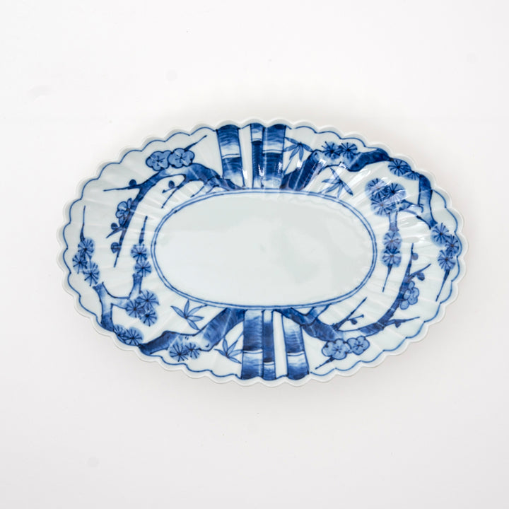 Arita Ware Oval Plate with Pine, Bamboo & Plum